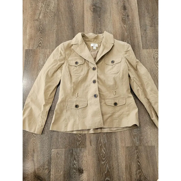 Loft Women’s Blazer‎ Khaki Petite size 14 #4 - Picture 1 of 5